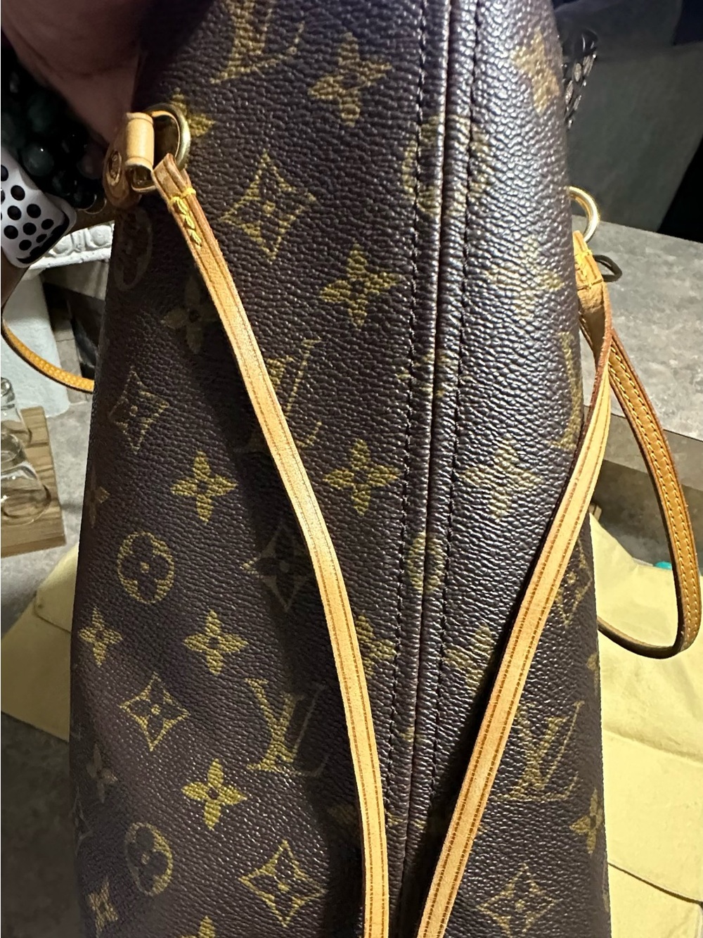 Louis Vuitton Brown Monogram Tote with Tan Trim - Picture 6 of 7